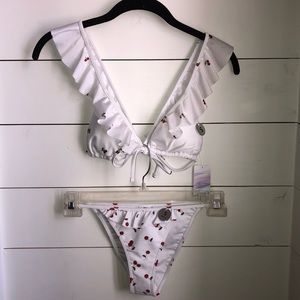 NWT Forever 21 Cherry Graphic Bathing Suit Bikini
